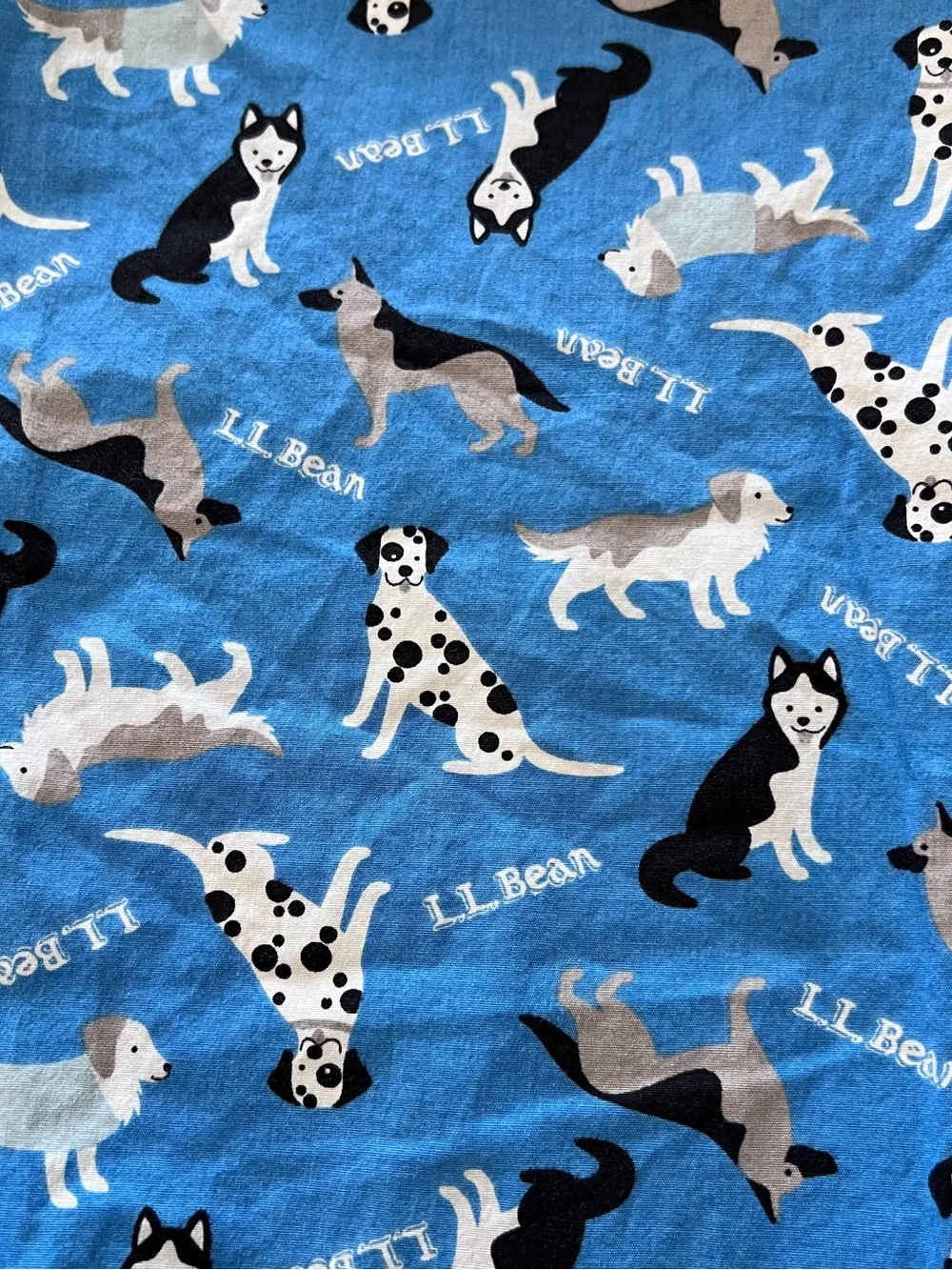 LL Bean Dog Print Pajama Pants Women Sz L Blue Cotton/Spandex NWOT Dog Lover